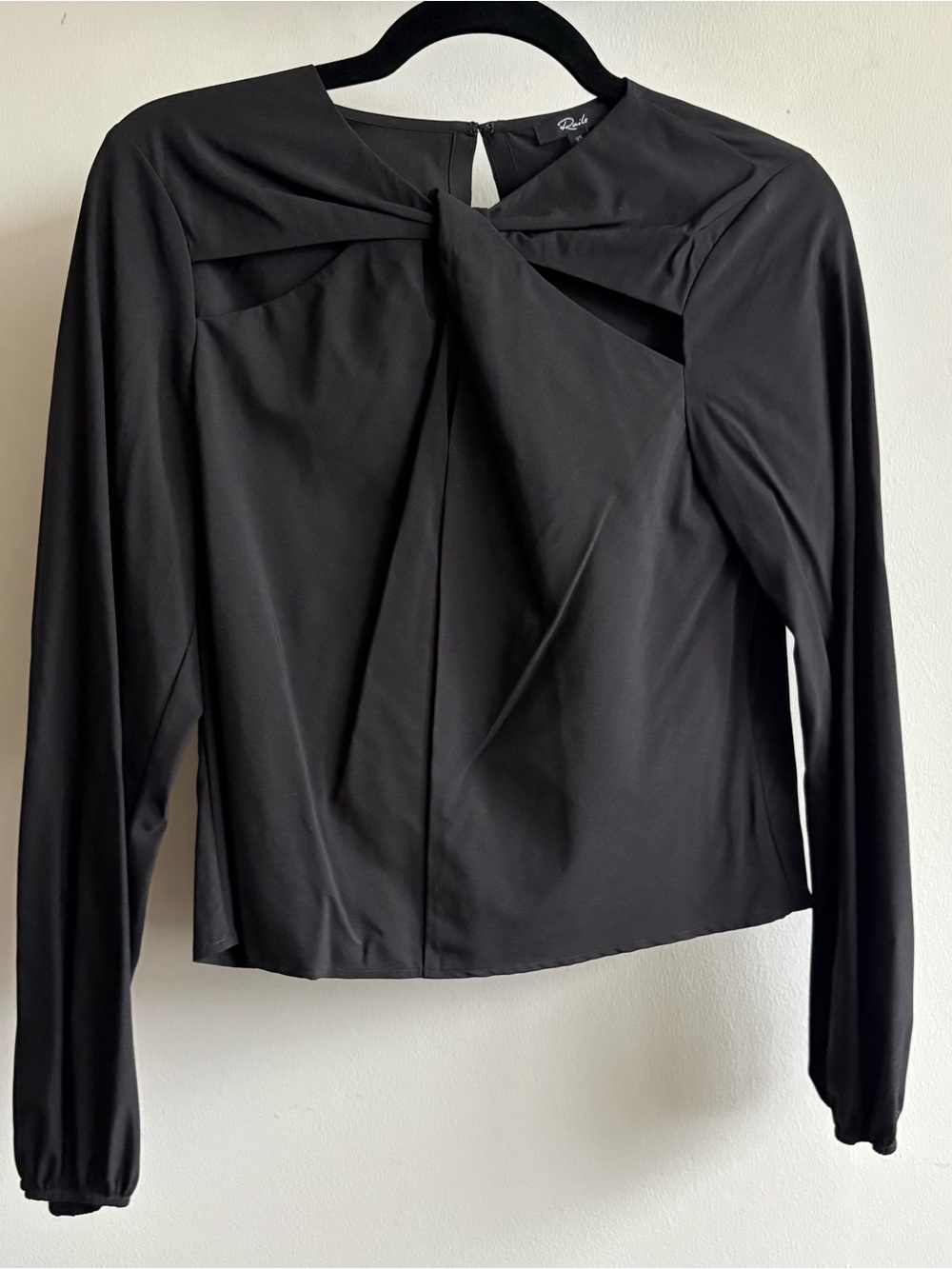 Rails Black Long-Sleeve Twist-Front Top